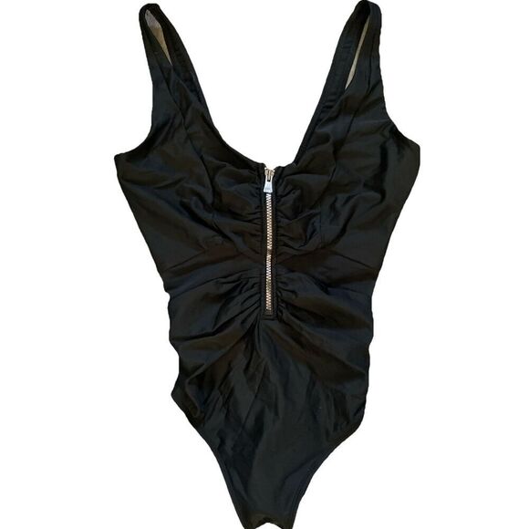MIRACLESUIT  Vive One Piece zipper front underwire swimsuit black US 12 NEW - Picture 5 of 6